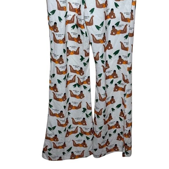 SHEIN Short Sleeve White Flare Jumpsuit Size XS My Body My Rules Buton Up - Picture 4 of 12